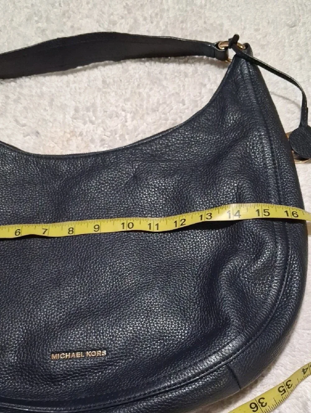 Michael Kors Black Pebbled Leather Hobo with Gold Hardware